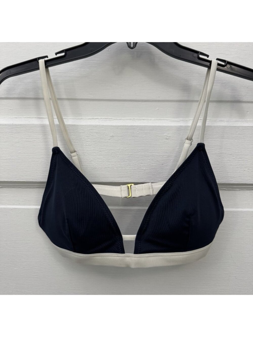 Lively Bikini Top Womens S Navy Cream Colorblock Triangle Gold Hook Swim